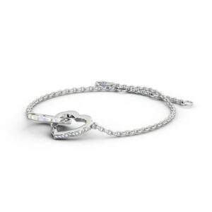 Heart Design Delicate Diamond Bracelet 9K White Gold - Tiana
