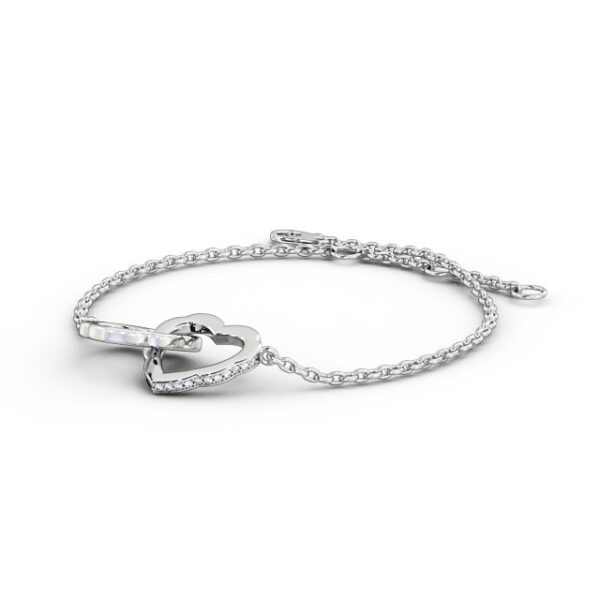 Heart Design Delicate Diamond Bracelet 9K White Gold - Tiana - Image 2