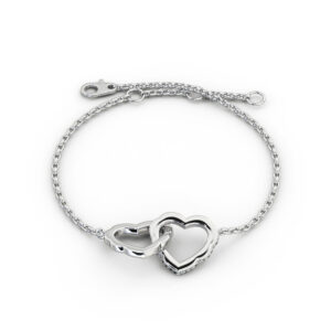 Heart Design Delicate Diamond Bracelet 9K White Gold - Tiana