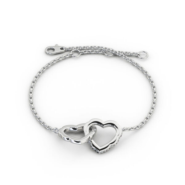Heart Design Delicate Diamond Bracelet 9K White Gold - Tiana