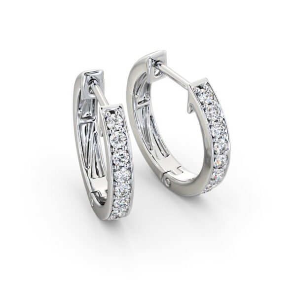 Hoop Round Diamond Earrings 18K White Gold - Ardallie - Image 3