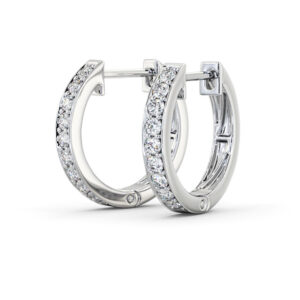 Hoop Round Diamond Earrings 18K White Gold - Ardallie