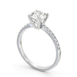 Round Diamond Engagement Ring 18K White Gold Solitaire