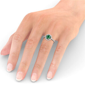 Halo Emerald and Diamond 0.95ct Ring 18K White Gold - Karina