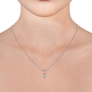 Pear Solitaire Three Claw Stud Diamond Pendant 9K White Gold - Avington