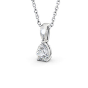 Pear Solitaire Three Claw Stud Diamond Pendant 9K White Gold - Avington