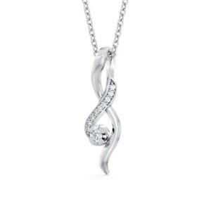Drop Round Diamond 0.11ct Pendant 9K White Gold - Kinloch