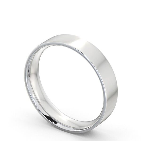 Mens Plain Wedding Ring 18K White Gold - Flat Court