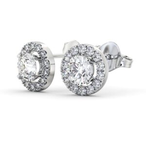 Halo Round Diamond Earrings 9K White Gold - Adalie