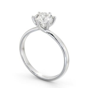 Round Diamond Engagement Ring 18K White Gold Solitaire - Flore